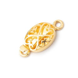 15x11mm Vermeil Oval Box Clasp with Heart Design 1 piece (ONLINE ORDER ONLY)