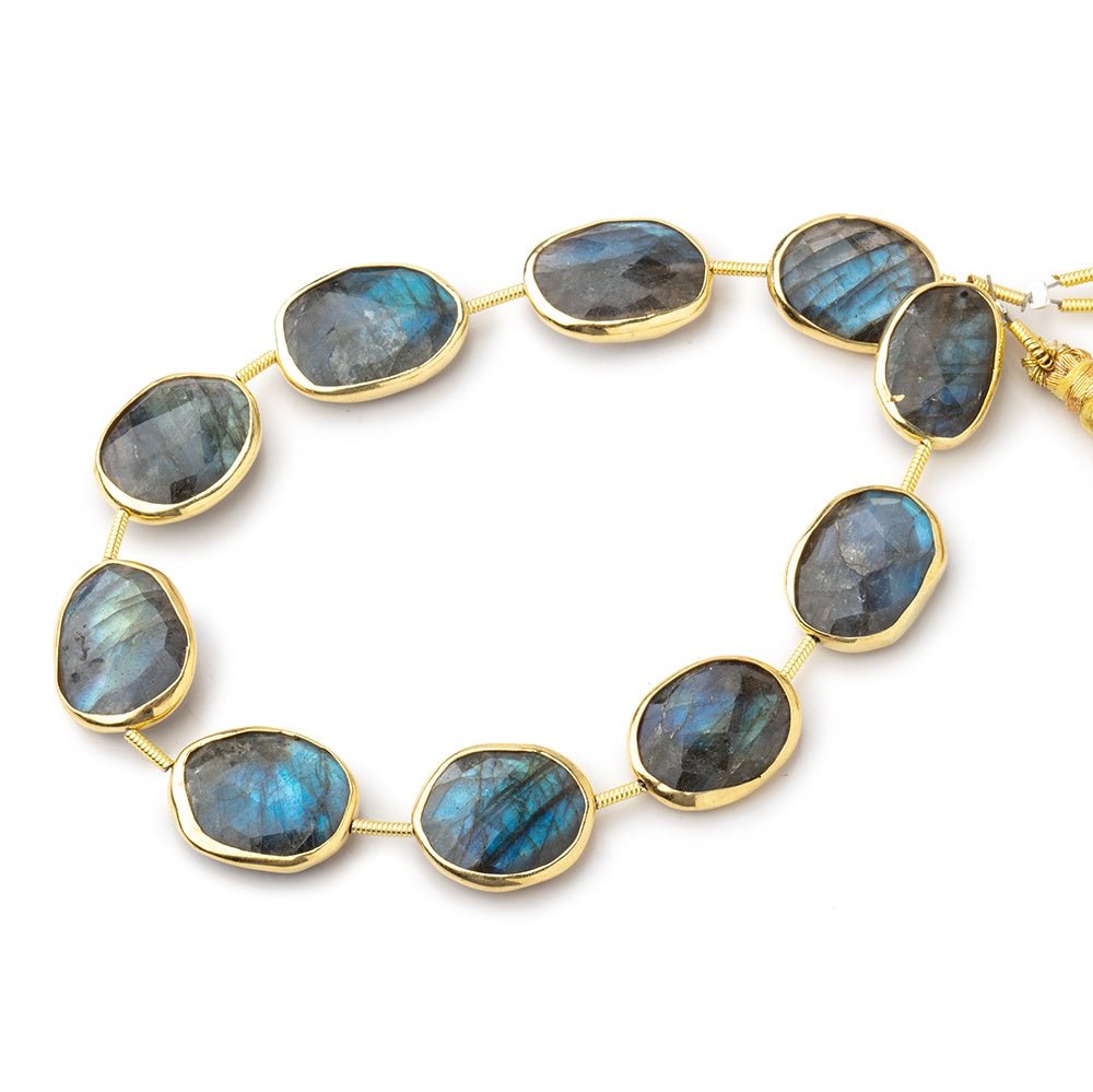 15x12-16x13mm Vermeil Bezel Labradorite Faceted Nugget Beads 8 inch 10 pieces (ONLINE ORDER ONLY)