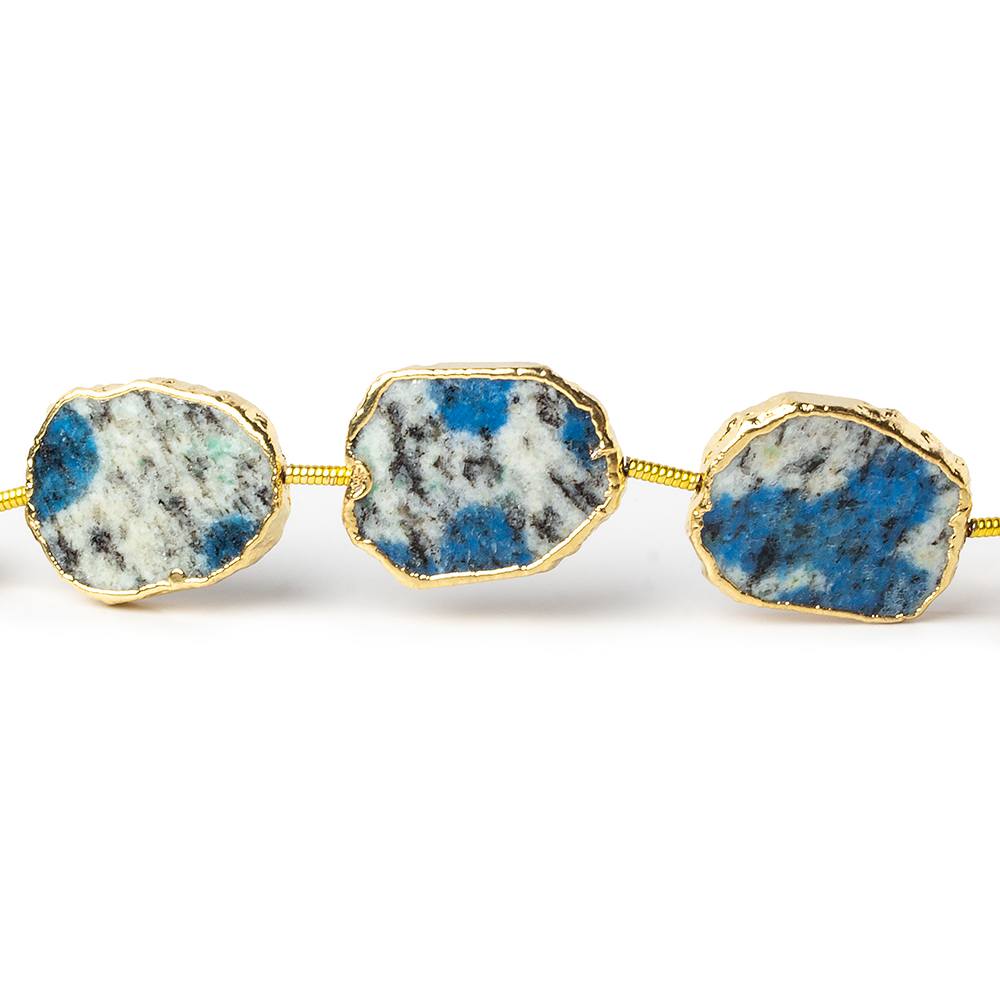15x12-17x13mm Gold leafed K2 Azurite Granite "K2 Jasper" Slice Strand 8 inch 10 beads (ONLINE ORDER ONLY)