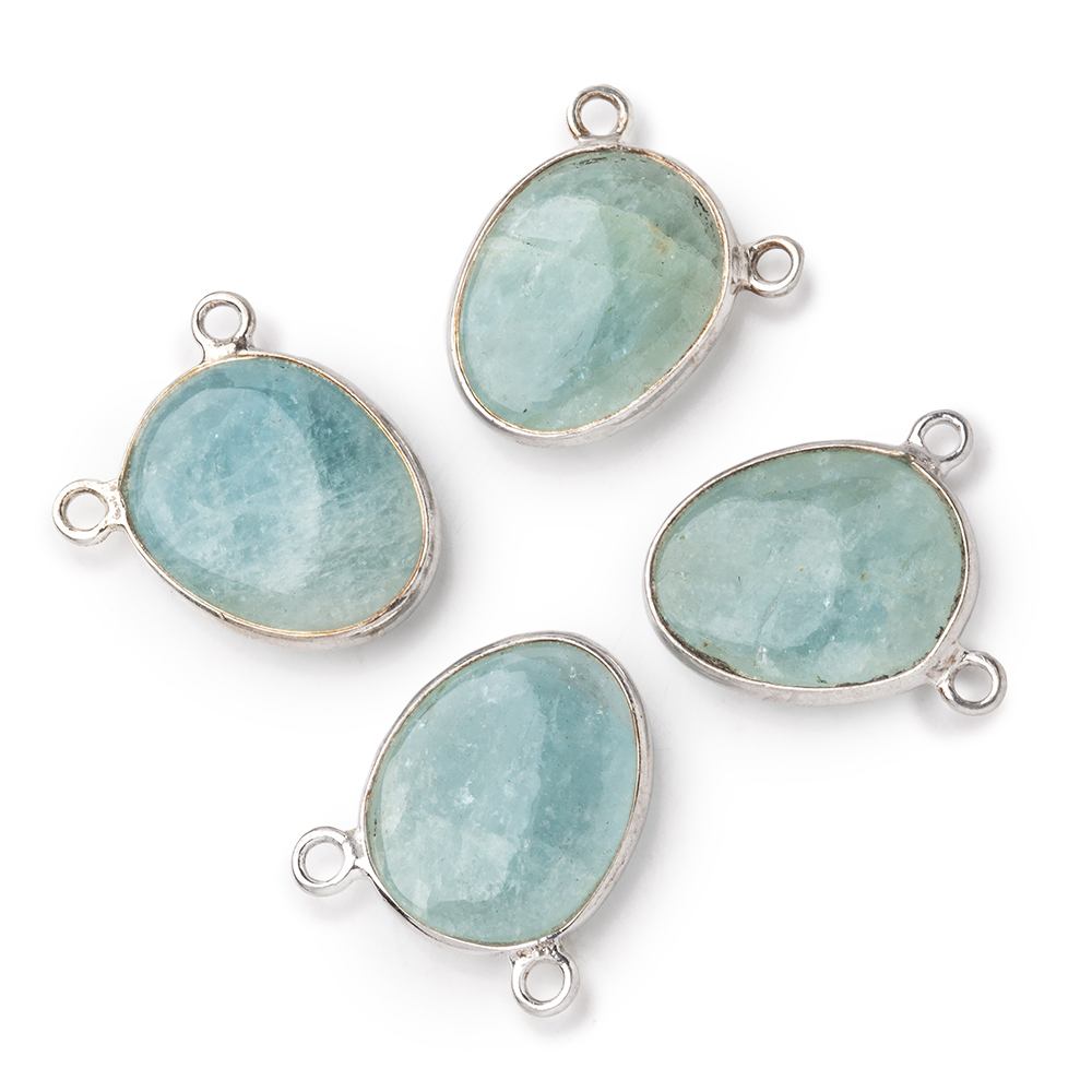 15x12mm .925 Silver Bezel Aquamarine Plain Nugget Connector 1 piece (ONLINE ORDER ONLY)