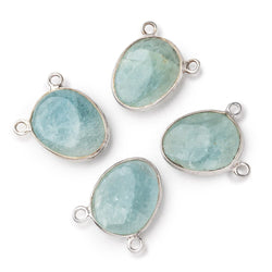 15x12mm .925 Silver Bezel Aquamarine Plain Nugget Connector 1 piece (ONLINE ORDER ONLY)