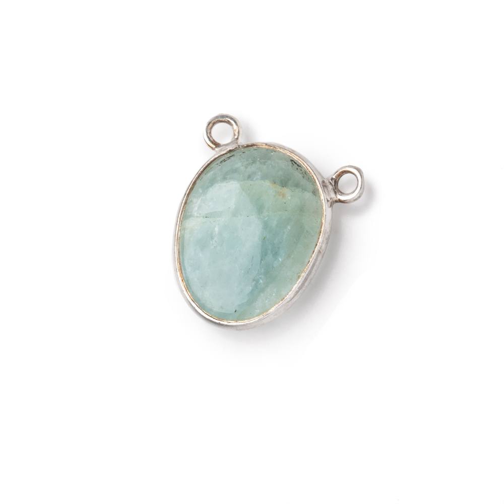 15x12mm .925 Silver Bezel Aquamarine Plain Nugget Connector 1 piece (ONLINE ORDER ONLY)