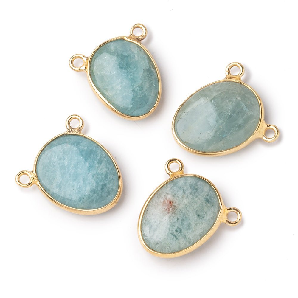 15x12mm Vermeil Bezel Aquamarine Plain Nugget Connector 1 piece (ONLINE ORDER ONLY)