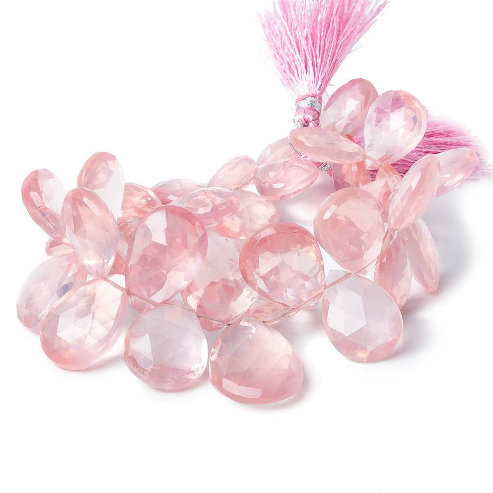15x13-27x17mm Rose Quartz Faceted Pear Beads 8 inch 33 pieces (ONLINE ORDER ONLY)