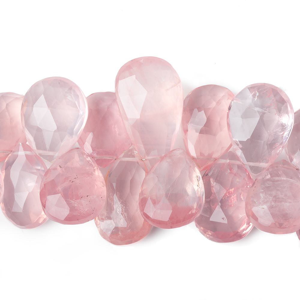 15x13-27x17mm Rose Quartz Faceted Pear Beads 8 inch 33 pieces (ONLINE ORDER ONLY)
