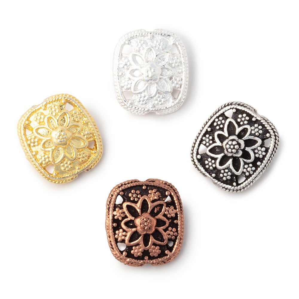 15x13mm Floral Design Cushion Set of 2 Beads (ONLINE ORDER ONLY)