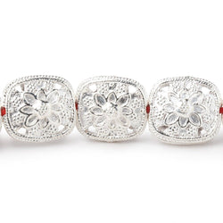 15x13mm Sterling Silver Plated Copper Floral Cushion 8 inch 14 Beads (ONLINE ORDER ONLY)