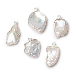 15x14-20x16mm .925 Silver Bezel Rosé White Keshi Freshwater Pearl Pendant 1 piece (ONLINE ORDER ONLY)