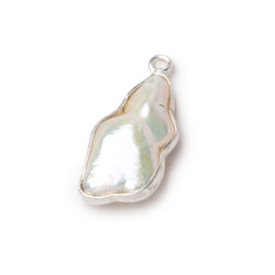 15x14-20x16mm .925 Silver Bezel Rosé White Keshi Freshwater Pearl Pendant 1 piece (ONLINE ORDER ONLY)