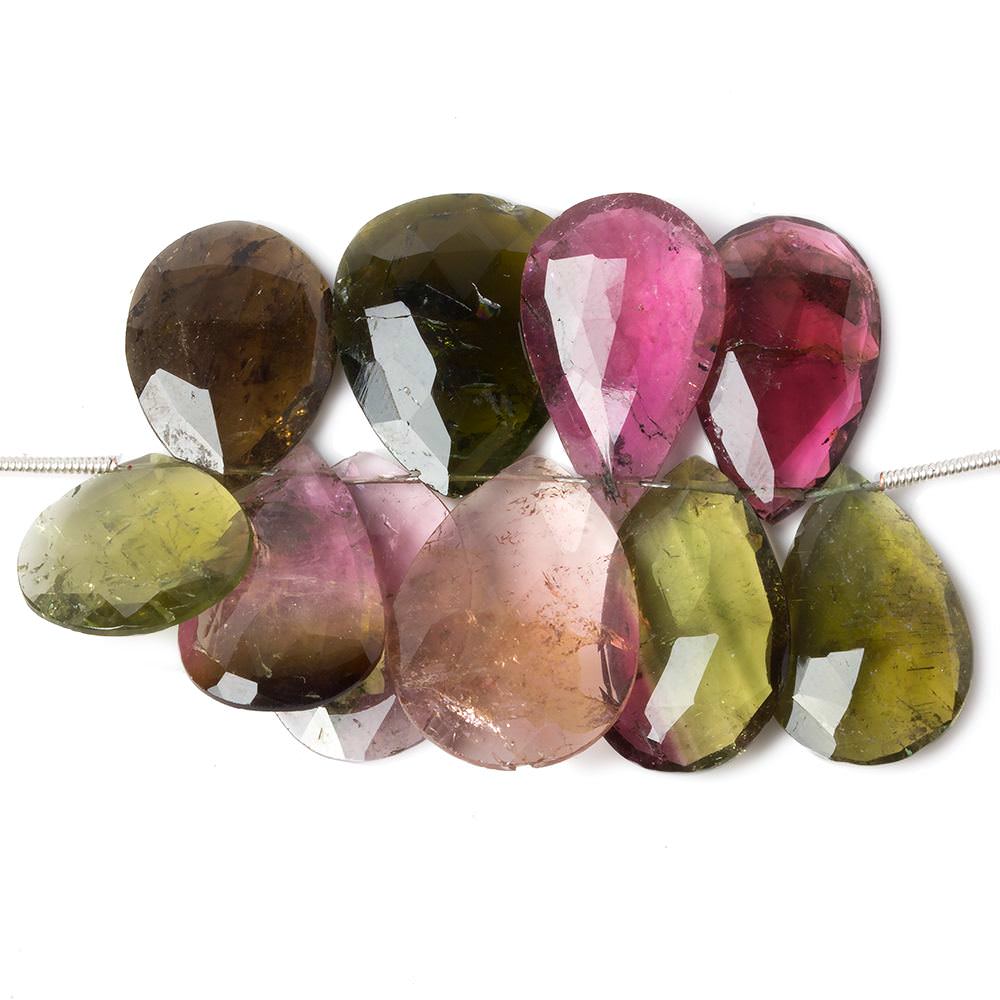15x15-20x17mm Multi Color Tourmaline faceted pear beads 2 inch 10 pieces (ONLINE ORDER ONLY)