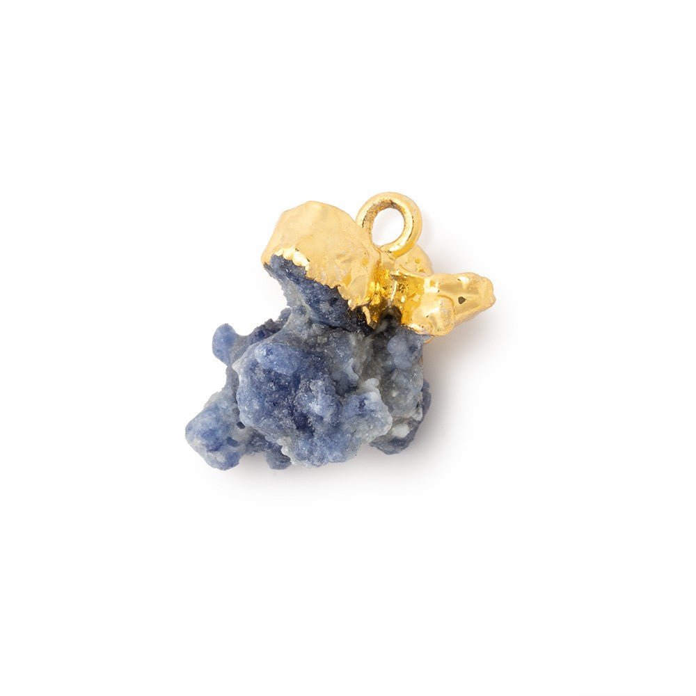 15x15mm Gold Leafed Blue Jammu Sapphire Natural Crystal 1 Pendant (ONLINE ORDER ONLY)