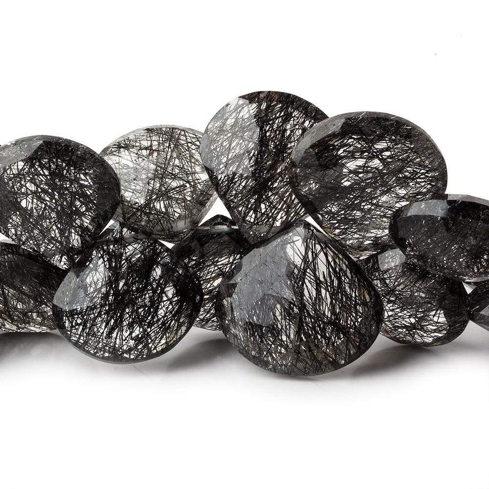 15x16-17x18mm Black Tourmalinated Quartz faceted hearts 6 inch 22 beads AAA (ONLINE ORDER ONLY)