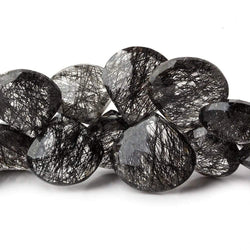 15x16-17x18mm Black Tourmalinated Quartz faceted hearts 6 inch 22 beads AAA (ONLINE ORDER ONLY)