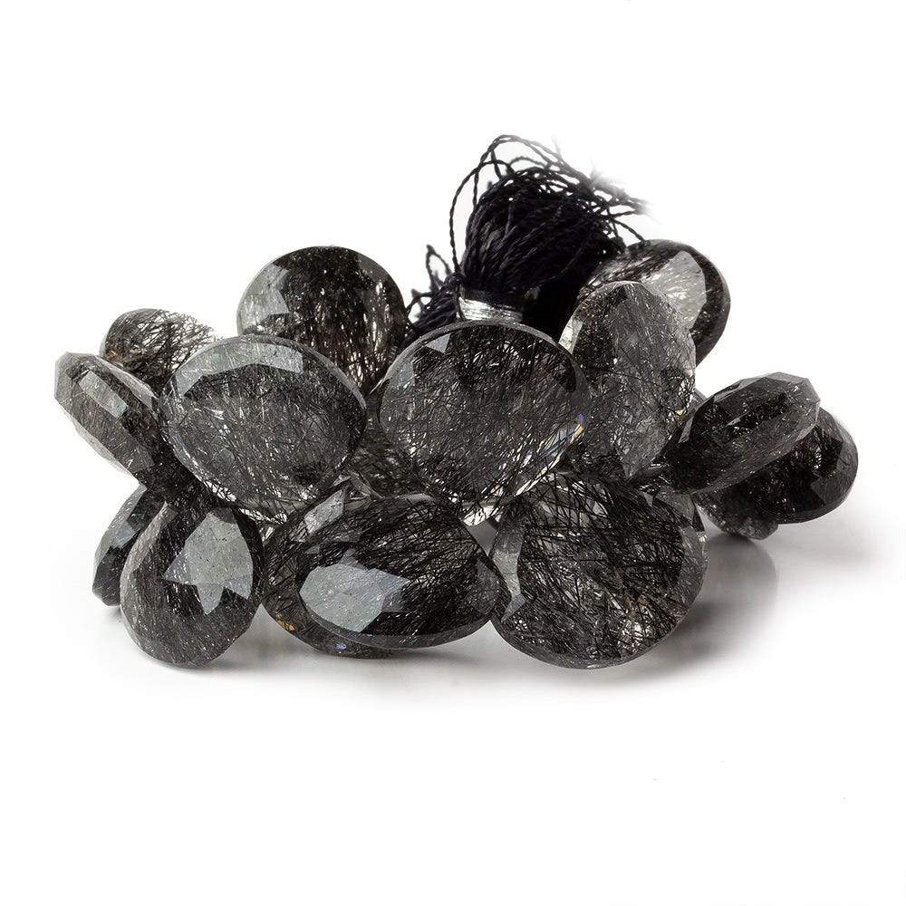 15x16-17x18mm Black Tourmalinated Quartz faceted hearts 6 inch 22 beads AAA (ONLINE ORDER ONLY)