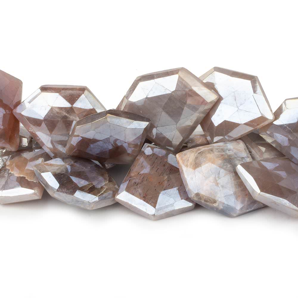15x19-19x24mm Mystic Chocolate Moonstone Faceted Pentagonals 8 inch 29 beads (ONLINE ORDER ONLY)