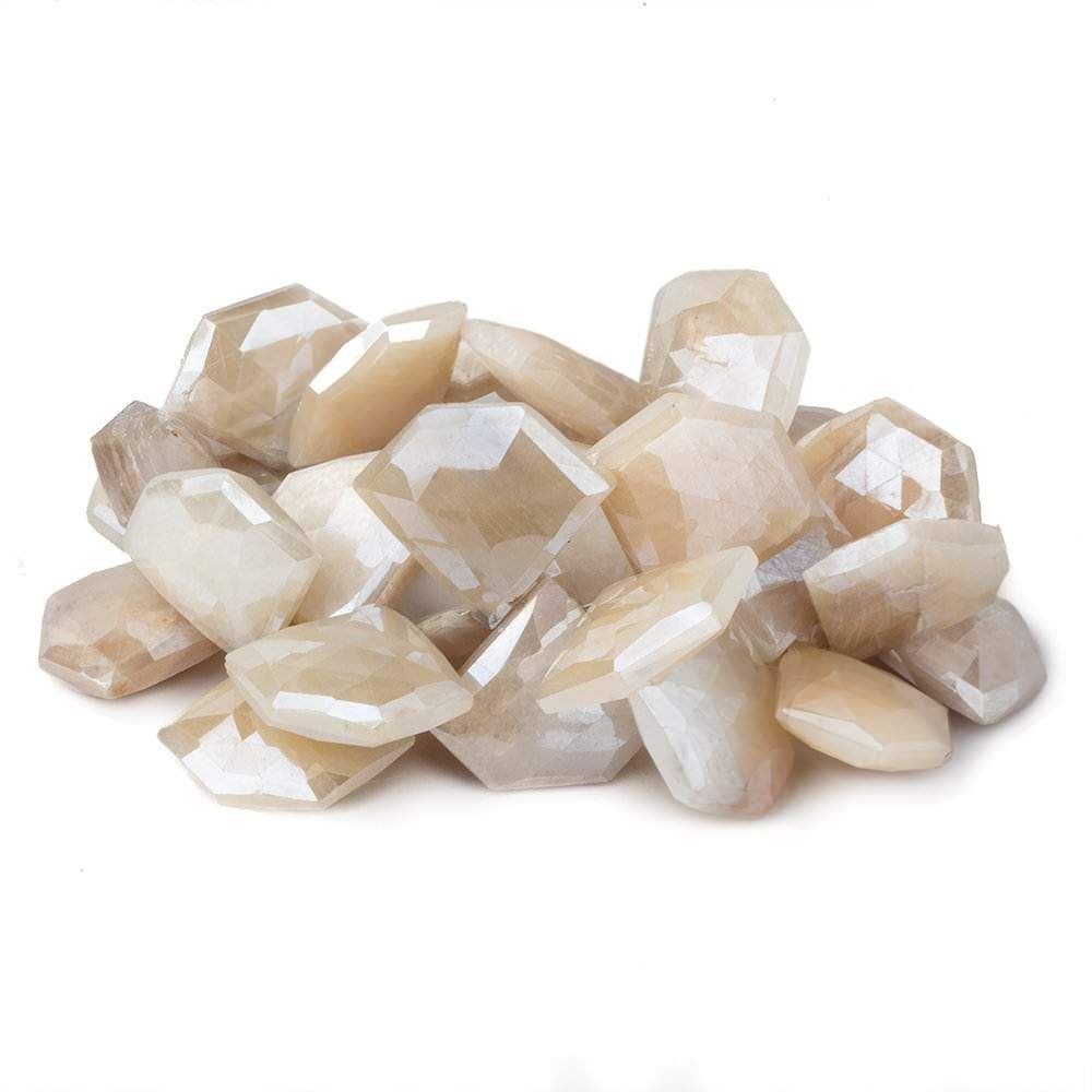 15x19-19x23mm Mystic Off White Moonstone Faceted Pentagonals 8 inch 32 beads (ONLINE ORDER ONLY)