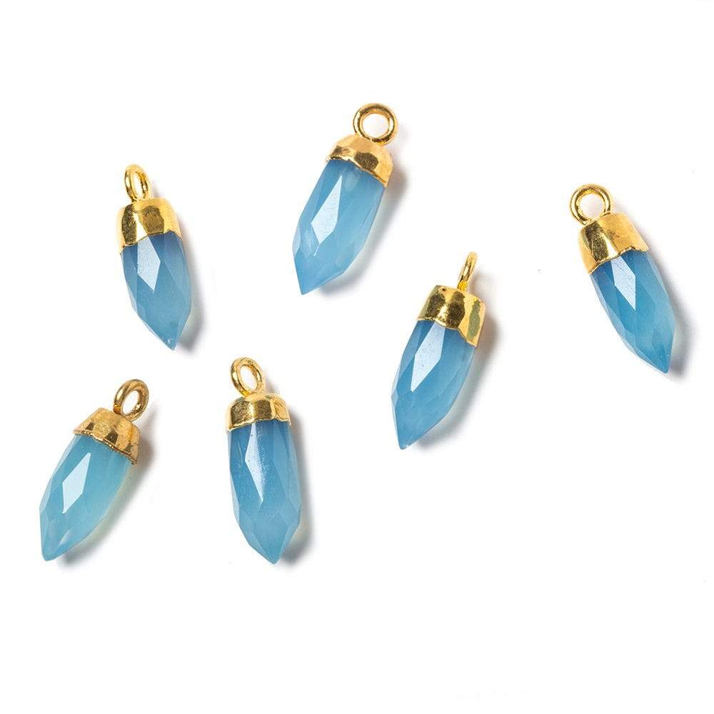 15x5mm Gold Leafed Blue Chalcedony Spike Pendants 1 piece (ONLINE ORDER ONLY)