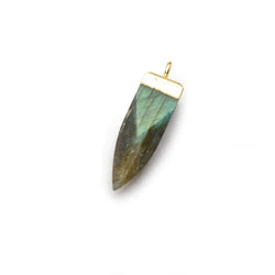 15x6mm Gold Leafed Labradorite plain oblisk spike Pendant 1 focal bead (ONLINE ORDER ONLY)