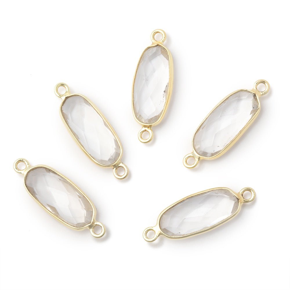 15x7mm Vermeil Bezel Crystal Quartz Elongated Oval 1 Connector