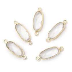 15x7mm Vermeil Bezel Crystal Quartz Elongated Oval 1 Connector