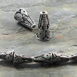 15x9mm Sterling Silver Plated Copper Cone Geometric Pattern *DISCONTINUED* (ONLINE ORDER ONLY)