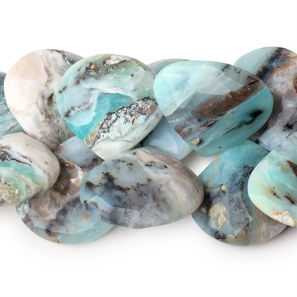 16-29mm Blue Peruvian Opal Faceted Heart Beads 7.5 inch 27 pieces AA (ONLINE ORDER ONLY)
