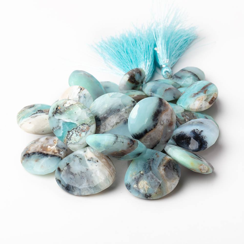 16-29mm Blue Peruvian Opal Faceted Heart Beads 7.5 inch 27 pieces AA (ONLINE ORDER ONLY)