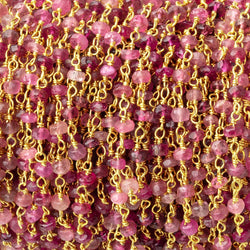 3.5mm Pink Tourmaline faceted rondelle Vermeil Chain by the foot 43 pcs (ONLINE ORDER ONLY)