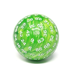 Green Pearl Single 100 Sided Polyhedral Dice (D100) | Green White (45mm) (Online Only)