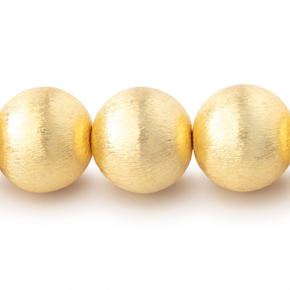 16mm 22kt Gold Plated Brushed Round Beads 8 inch 14 pieces (ONLINE ORDER ONLY)