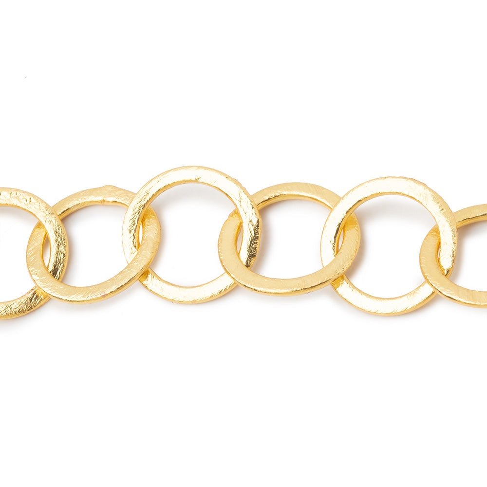 16mm 22kt Gold plated Brushed Round Link Chain (ONLINE ORDER ONLY)