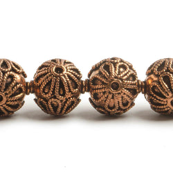 16mm Copper Roval Bead with Twisted Rope Floral Design 8 inch 13 pcs (ONLINE ORDER ONLY)