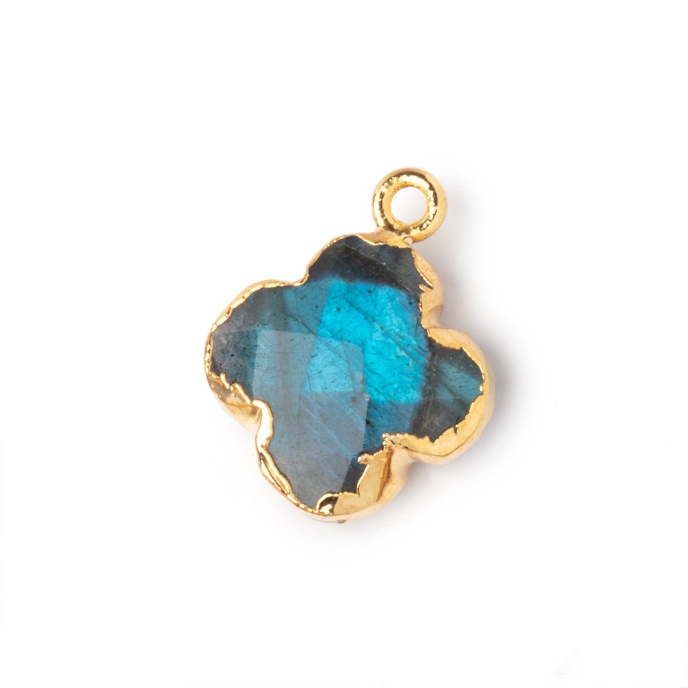 16mm Gold Leafed Labradorite Quatrefoil Pendant 1 focal piece (ONLINE ORDER ONLY)