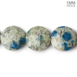 16mm K2 Azurite Granite "K2 Jasper" faceted coins 8 inches 13 pieces 1mm large hole (ONLINE ORDER ONLY)