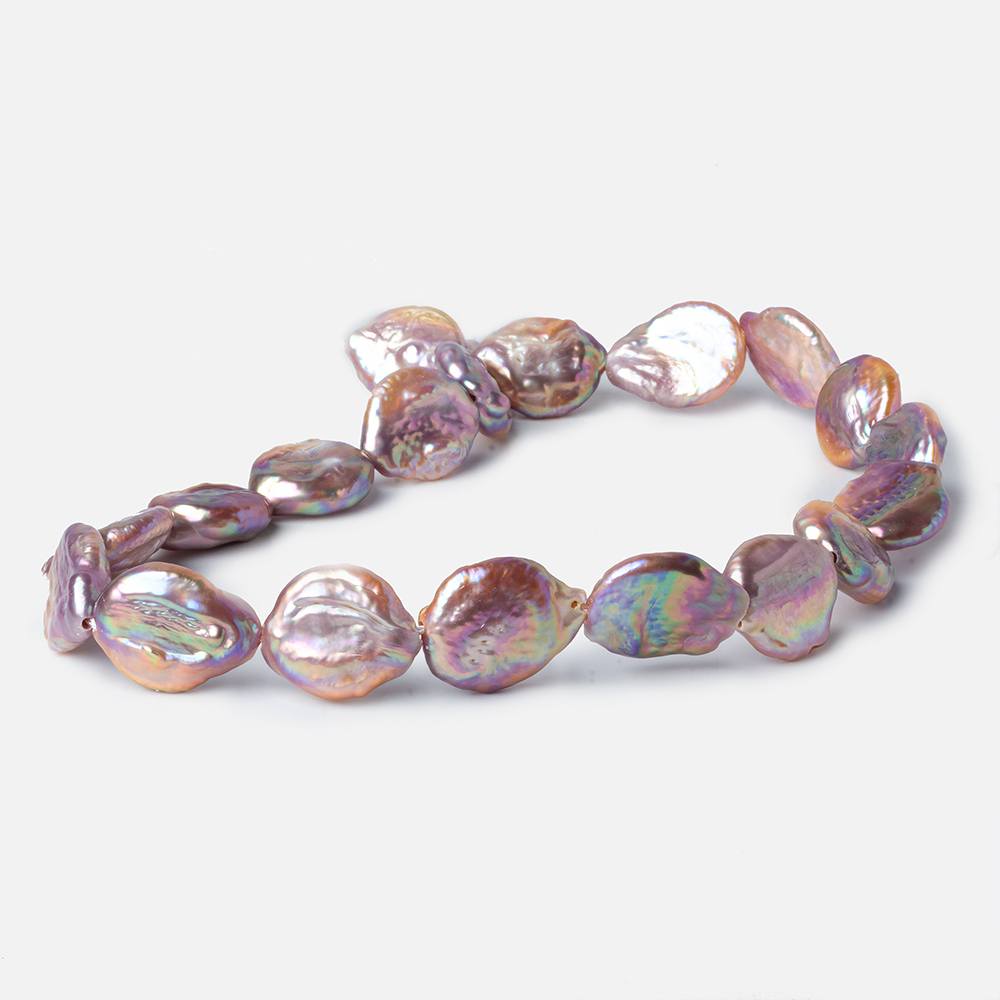 16mm Pinkish Violet Ultra Coin Freshwater Pearls 1.5mm Large Hole 16 inch 20 pieces (ONLINE ORDER ONLY)
