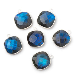 16mm Silver Bezel Labradorite Faceted Cushion with Blue Flash 1 Pendant (ONLINE ORDER ONLY)