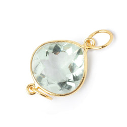 16mm Vermeil Bezel Prasiolite Pavilion Faceted Heart Connector 1 piece (ONLINE ORDER ONLY)