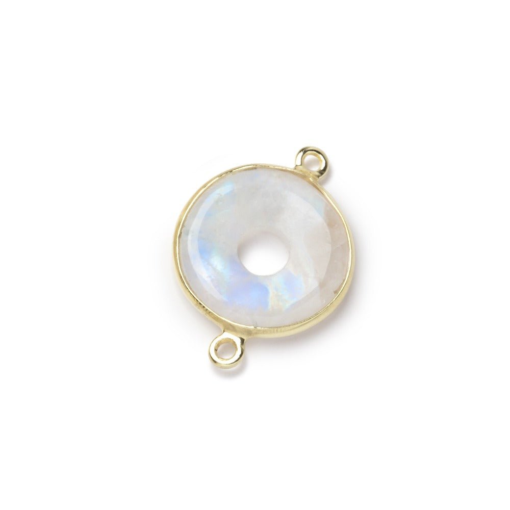 16mm Vermeil Bezel Rainbow Moonstone Coin with Void Connector 1 piece (ONLINE ORDER ONLY)