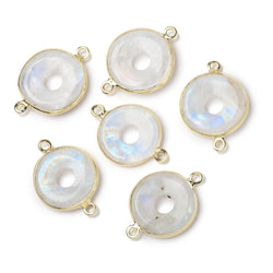 16mm Vermeil Bezel Rainbow Moonstone Coin with Void Connector 1 piece (ONLINE ORDER ONLY)