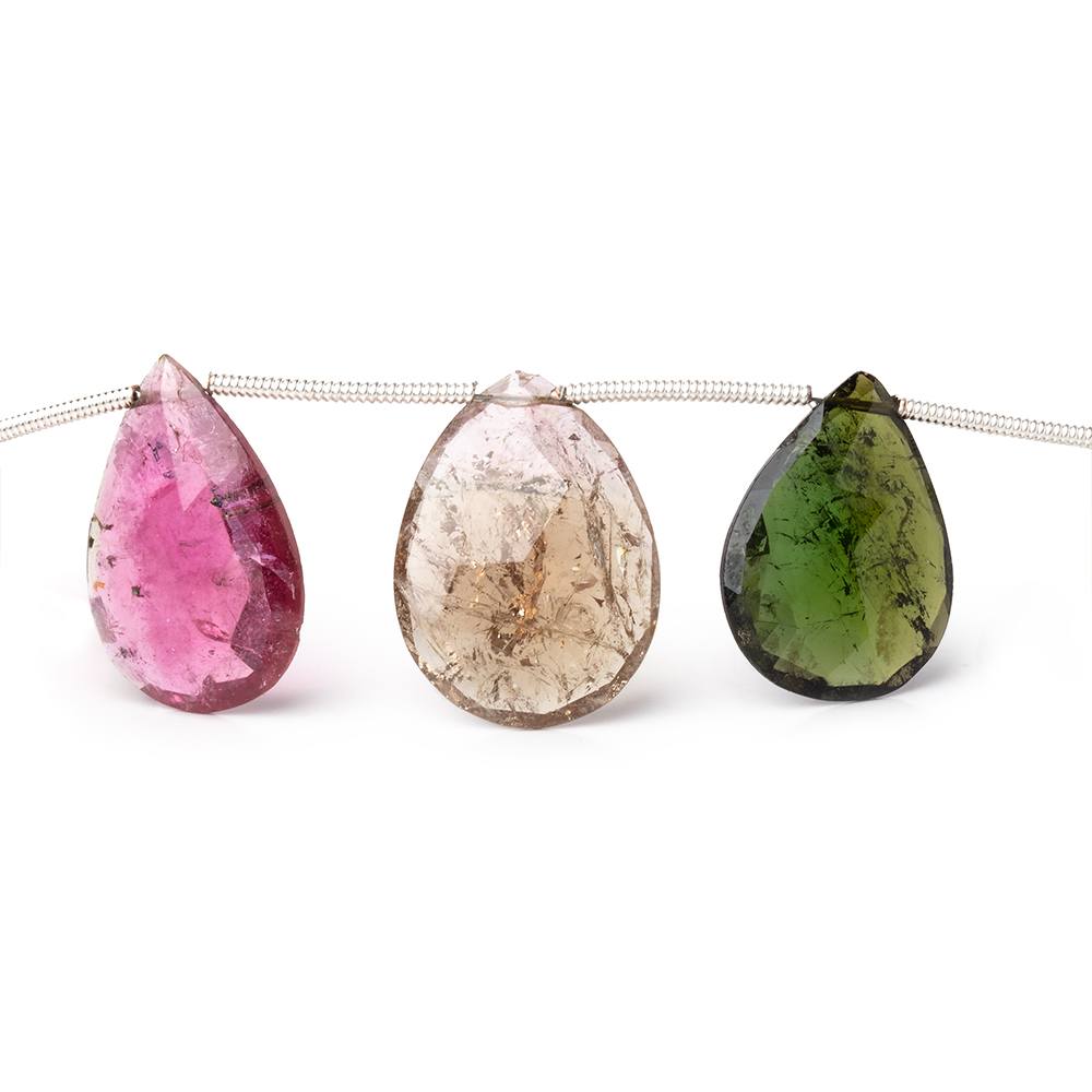 16x10-19x14mm Multi Color Tourmaline Faceted Pear Beads 7.5 inch 11 pieces (ONLINE ORDER ONLY)