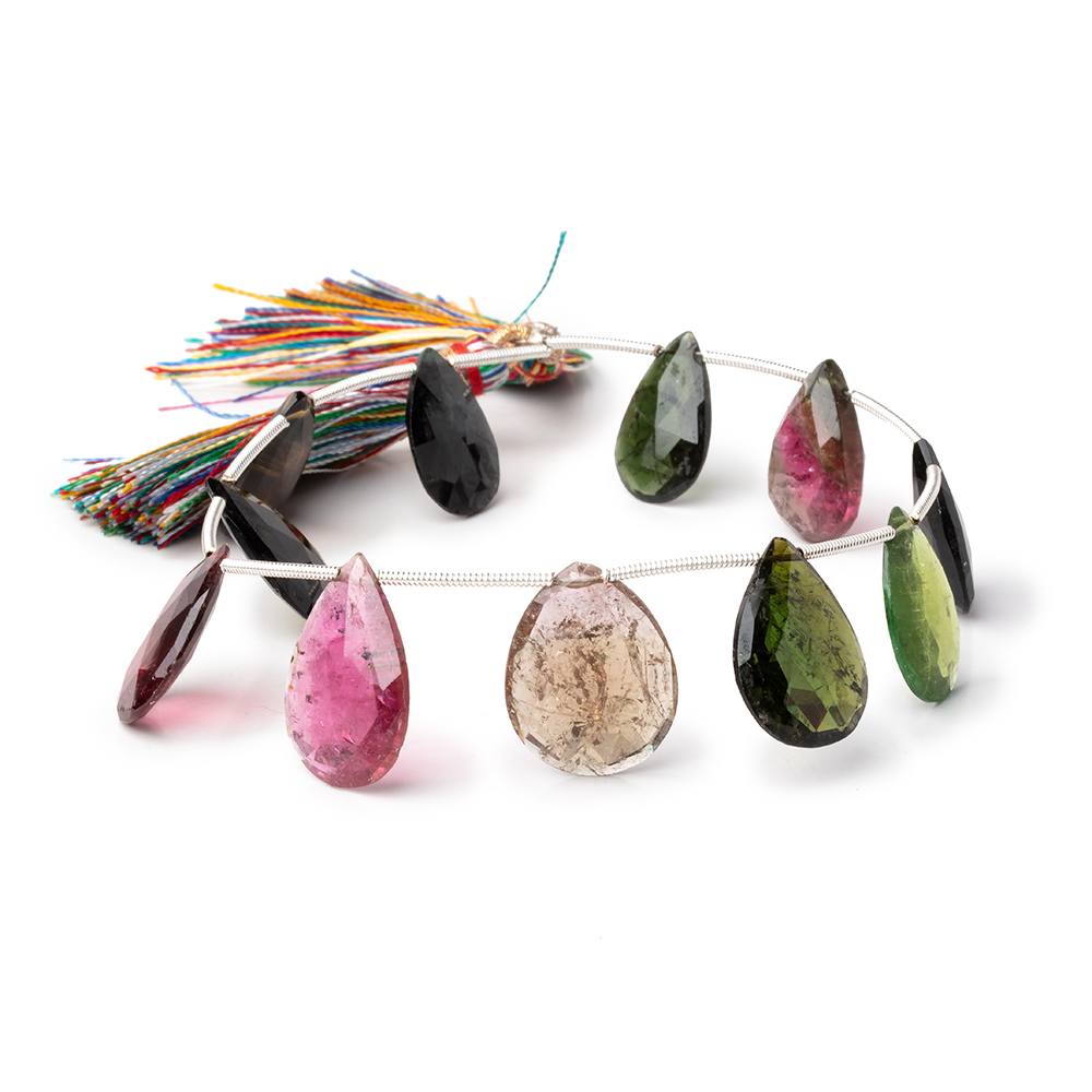 16x10-19x14mm Multi Color Tourmaline Faceted Pear Beads 7.5 inch 11 pieces (ONLINE ORDER ONLY)