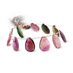 16x11-19x13mm Multi Color Tourmaline Faceted Pear Beads 7.25 inch 11 pieces (ONLINE ORDER ONLY)