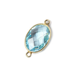 16x11mm Vermeil Bezel Sky Blue Topaz faceted oval Petite Connector 1 piece (ONLINE ORDER ONLY)