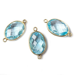 16x11mm Vermeil Bezel Sky Blue Topaz faceted oval Petite Connector 1 piece (ONLINE ORDER ONLY)
