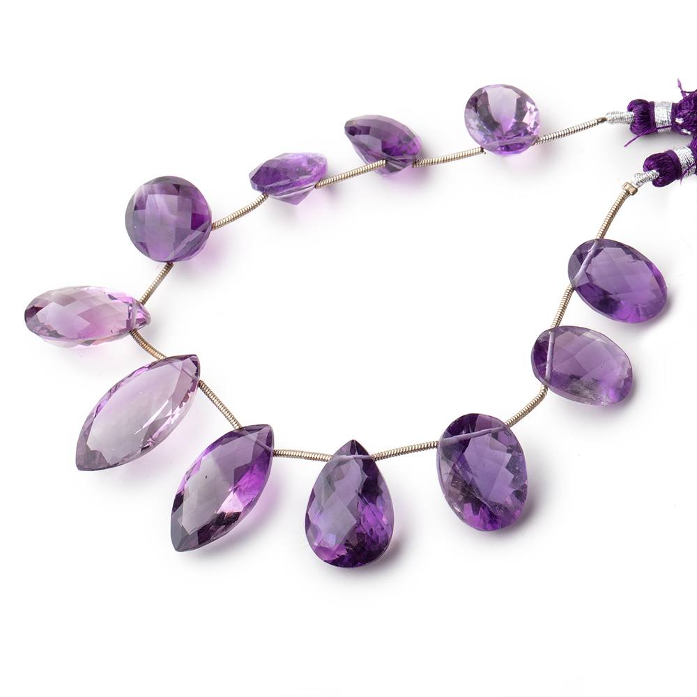 16x12-26x14mm Amethyst Faceted Multiple Shape Beads 7.5 inch 11 pieces (ONLINE ORDER ONLY)