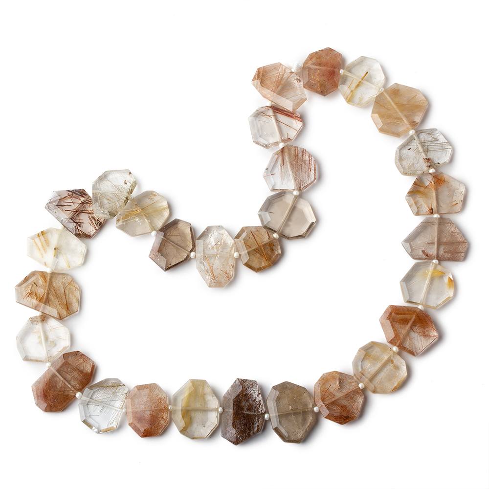 16x13-23x13mm Rutilated Quartz Side Drilled Bevel Faceted Flat Nuggets 17 inch 29 pieces AA (ONLINE ORDER ONLY)