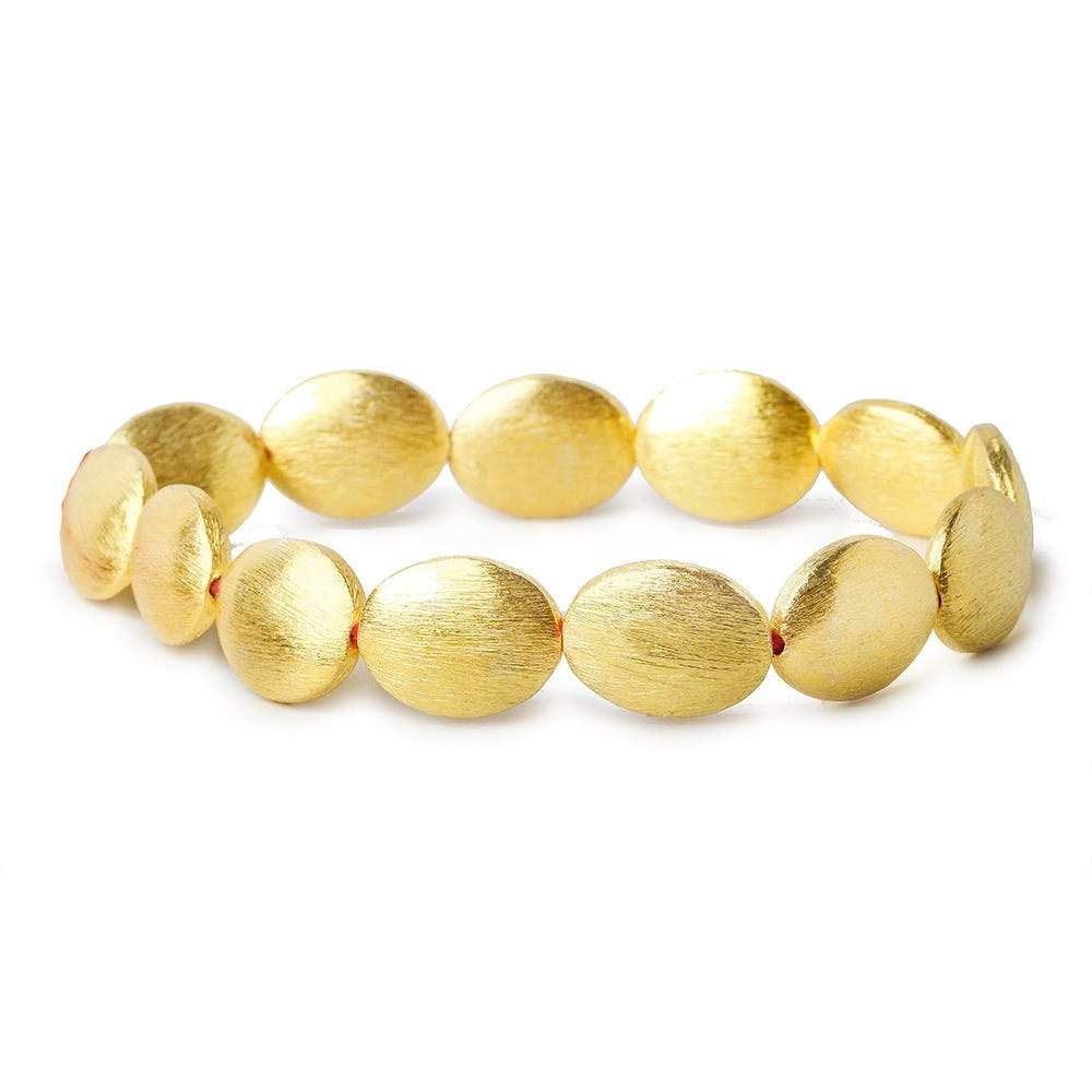16x13mm 22kt Gold plated Bead Brushed Oval 8 inch 13 pieces (ONLINE ORDER ONLY)