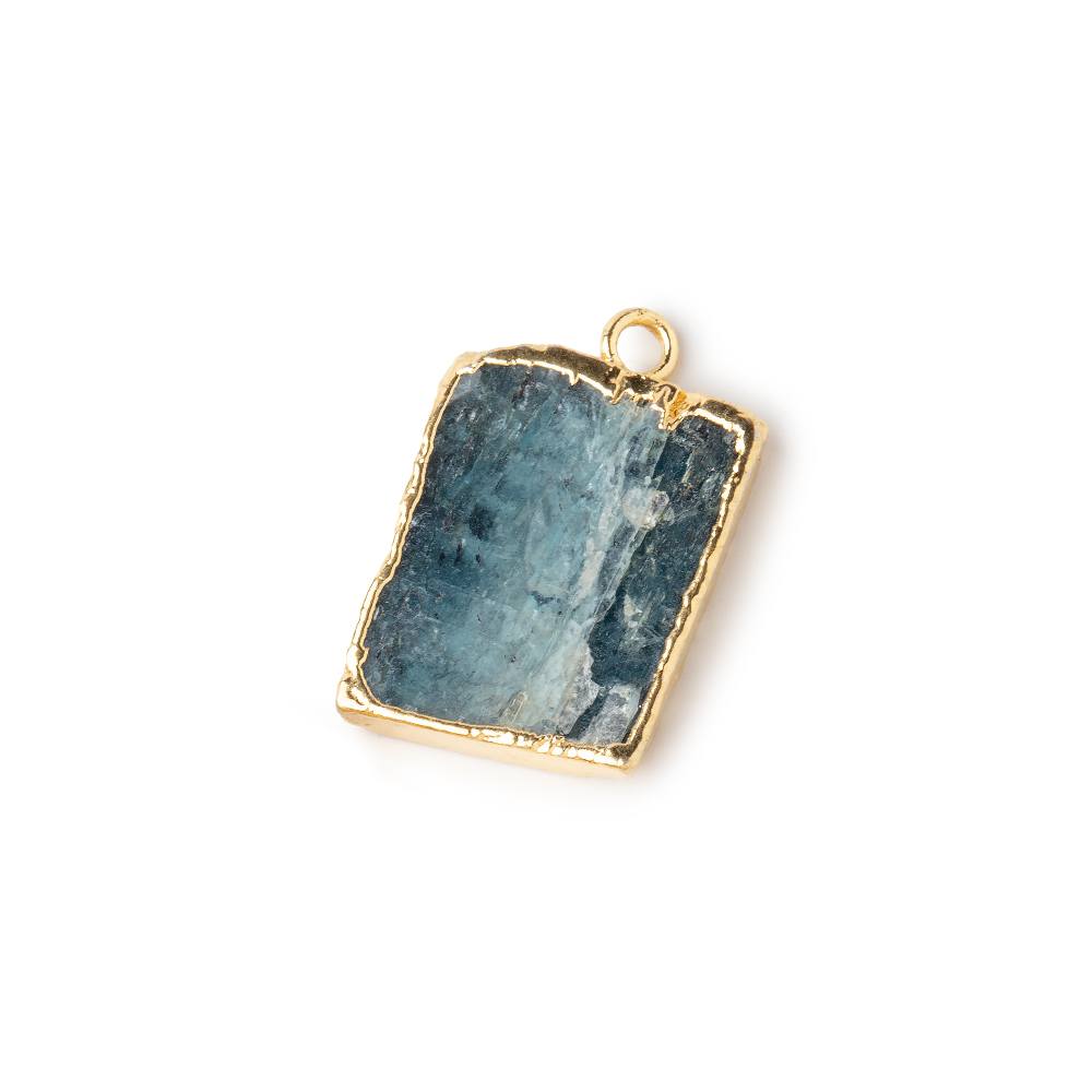 16x13mm average Gold Leafed Blue Kyanite Slice Pendant 1 piece (ONLINE ORDER ONLY)