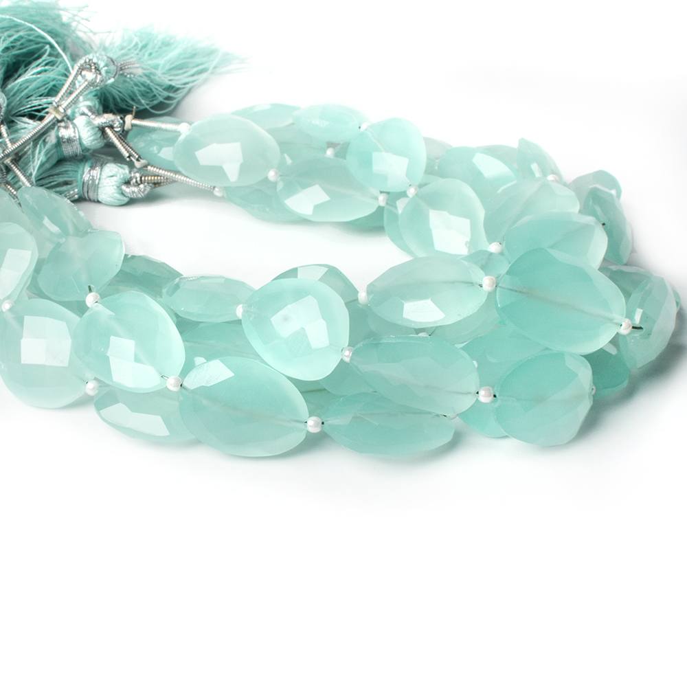 16x13mm Sea Blue Chalcedony straight drilled faceted nugget beads 8 inch 11 pieces A (ONLINE ORDER ONLY)