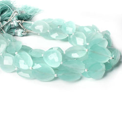 16x13mm Sea Blue Chalcedony straight drilled faceted nugget beads 8 inch 11 pieces A (ONLINE ORDER ONLY)